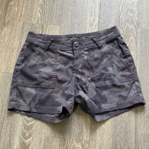 Prana Olivia Camo Shorts Gray Gravel Womens Size 2 Casual Outdoor Hiking Gorp‎